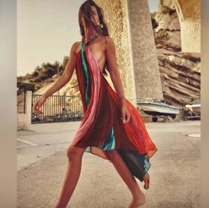 Zara Beaded Halter Assymetrical Dress Size Medium (Bloggers favorite) 7621/259